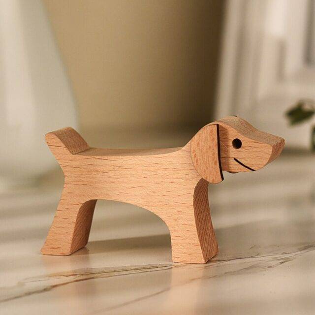 familia encantadora madera ornamentos de perritos hogar decoración